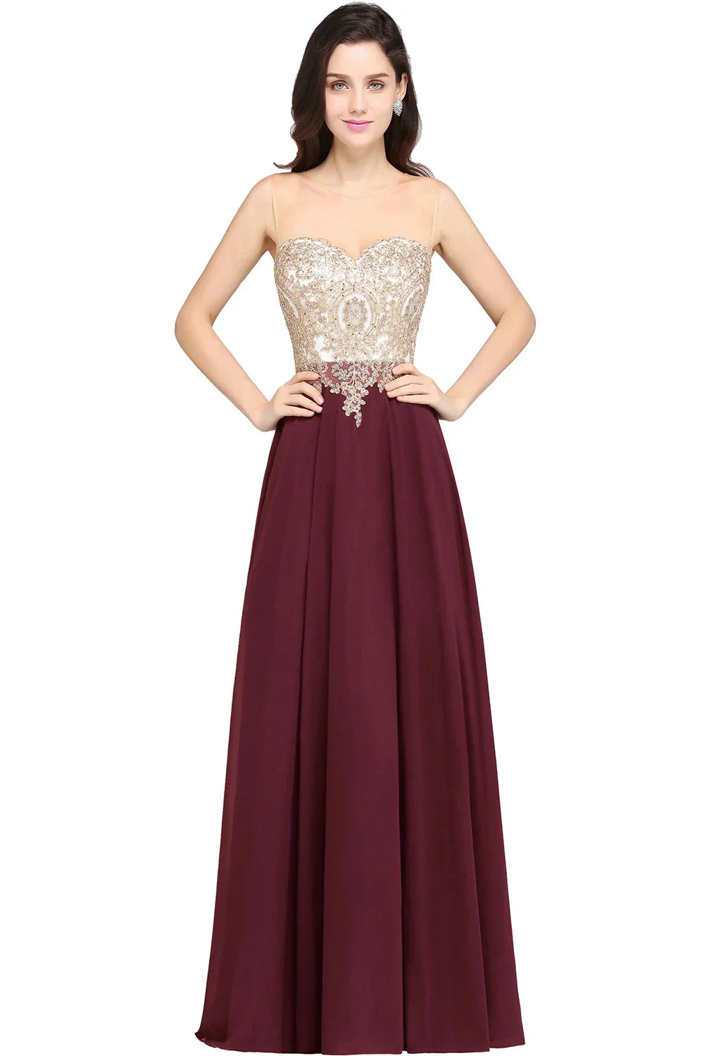 Long Lace Chiffon Evening Dresses Backless Women A-line Sweetheart Beaded Elegant Formal Prom Wedding Party Gown Robes De Soirée