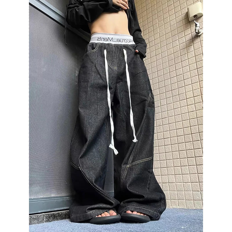Vintage Aesthetic Y2K Wide Leg Emo Washed Pants