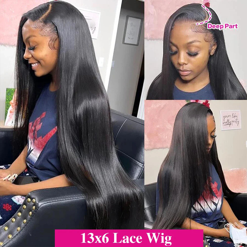 250 density Lace Front Human Hair Wigs Brazilian Hd Transparent Straight 30 40 Inch 13x6 Lace Front wig 360 Wigs For Women 4x4