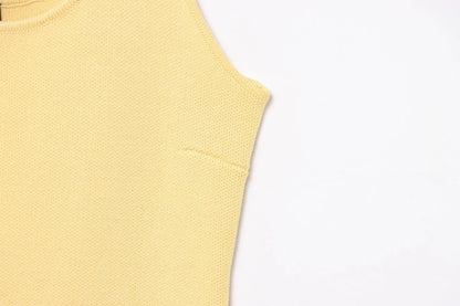 Vintage Casual Chic Yellow Women Cami Tops Solid Single Breasted Sleeveless Vest Fashion 2025 Spring Summer Holiday Tops