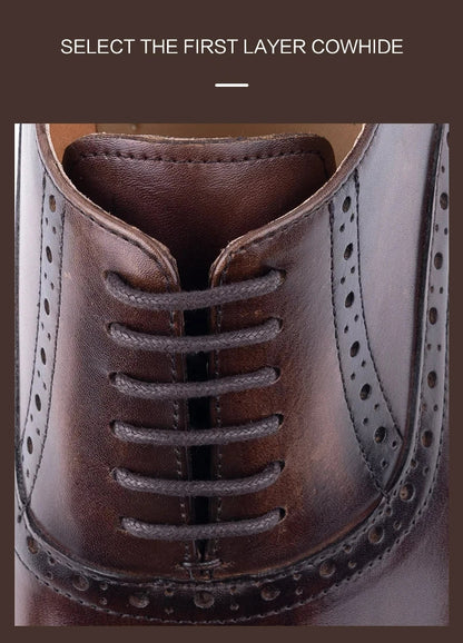 Luxury Mens Leather Wedding Shoes China Factory Hot Selling Handmade Genuine Men Formal Dress Shoes Lace-Up Classic Brogue Shoe