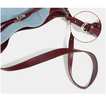 Women Fashion Denim Shoulder Bag Large Capacity Handbag Tote Hobo for Lady