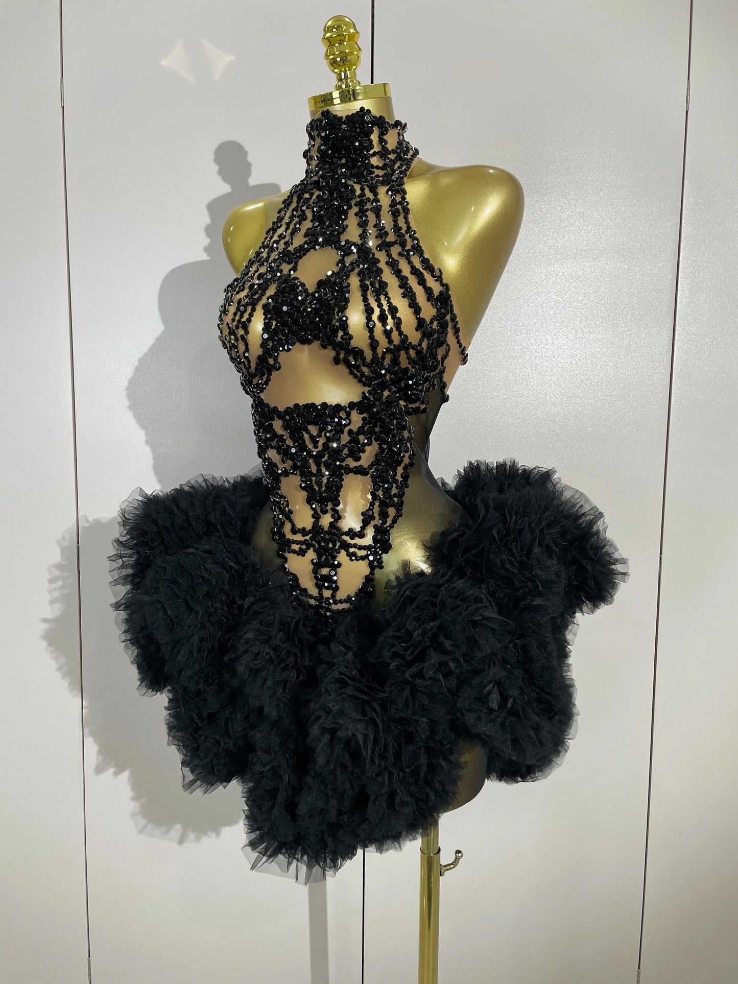Mesh Sexy See Through Cocktail Mini Dress Women Eveing Luxury Birthday Party Singer Nightclub Show Stage Costume