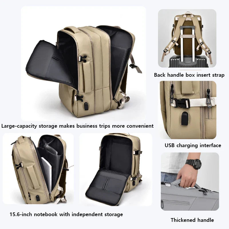 16 Inch Large-capacity Men's High-end Backpack Computer Bag High-end Business Bag Expandable Backpack Witch USB