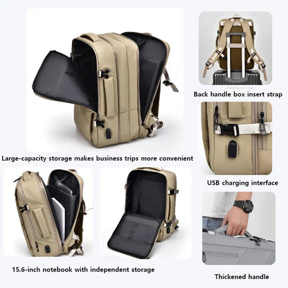 16 Inch Large-capacity Men's High-end Backpack Computer Bag High-end Business Bag Expandable Backpack Witch USB