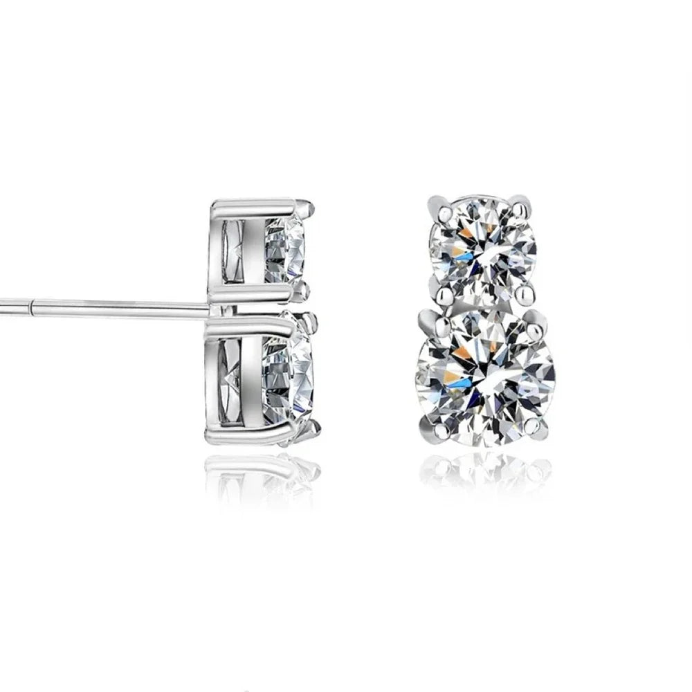 1.5carat Moissanite Diamond Stud Earrings With  Certificates 925 Sterling Silver Round Cut Ear Studs For Women Men Jewelry
