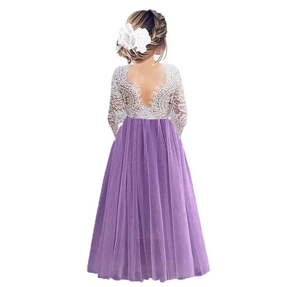 Vestido de Festa de Princesa Plus Size com Renda para Dama de Honra Bebê Crianças Vestidos de Aniversário de Casamento de Verão Roupas Infantis 2 4 6 8 10 12 14