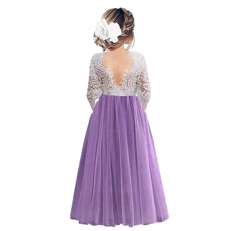Vestido de Festa Princesa Renda para Menina Bebê Crianças Vestidos de Aniversário de Casamento de Verão Roupa Infantil 2 4 6 8 10 12 14