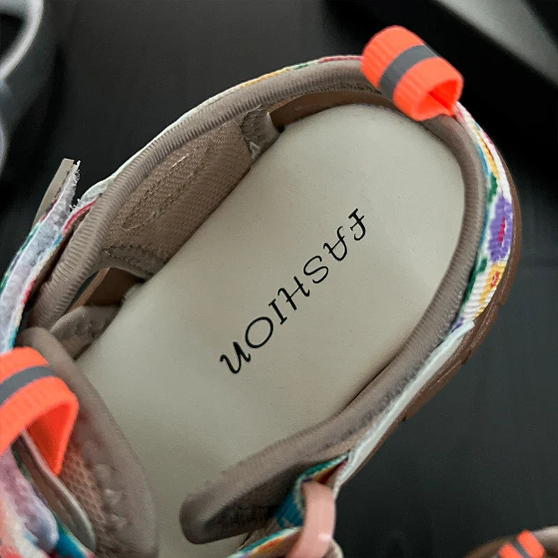 Summer Children Sandals Boys Girls Breathable Hollow Beach Shoes Baby Cute Print Sport Sandals