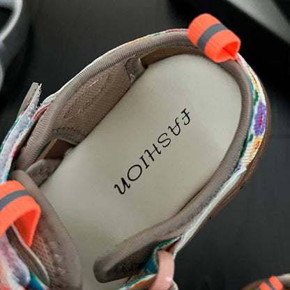 Summer Children Sandals Boys Girls Breathable Hollow Beach Shoes Baby Cute Print Sport Sandals