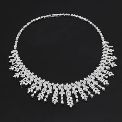 Bridal Zirconia Full Jewelry Set for Ladies Party Luxury Dubai Nigeria CZ Crystal Wedding Necklace Set