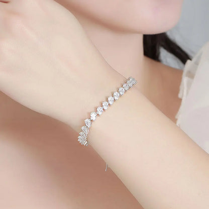 4x6mm Pear Moissanite Tennis Bracelet s925 Sterling Silver Plated 18k White Gold with GRA Fine Bracelet for Women Man