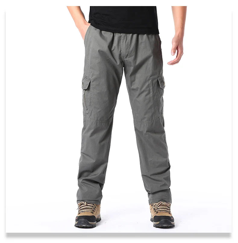 Men's Cotton Cargo Pants Casual Multiple Pocket Tacitcal Pants Spring Autumn Outdoor Camping Hiking Work Pants