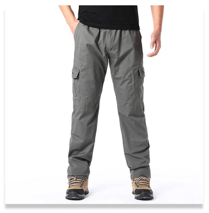Men's Cotton Cargo Pants Casual Multiple Pocket Tacitcal Pants Spring Autumn Outdoor Camping Hiking Work Pants