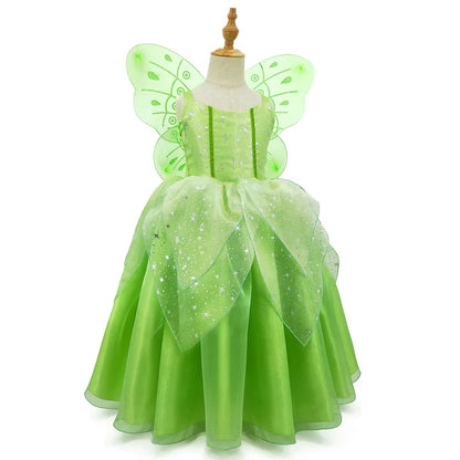Girls Tinkerbell Fairy Dresses LED Light Up for Girls Costume Kids Cosplay Flower Fairy Princess Clothes Christmas Party Outfit