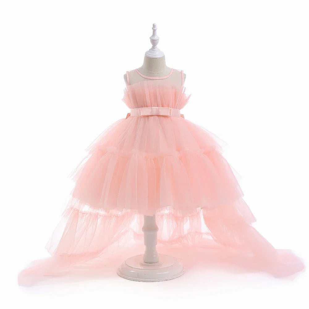 Elegant Tulle Bridesmaids Party Girls Dresses Summer Baptism Birthday Wedding Prom Princess Dress for Girl Christmas Kids Clohes