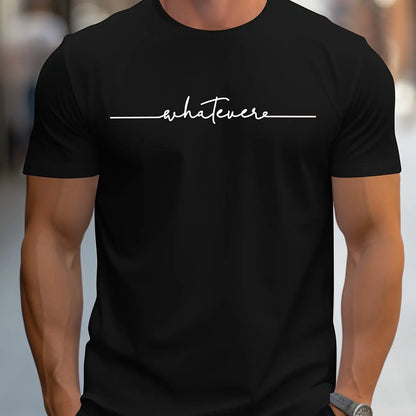 Men's Summer Casual Loose Size 100% Cotton Letter Print Round Neck Short Sleeve T-shirt Top