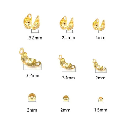 100pcs/lot Stainless Steel Gold Color Connector Clasp Crimp End Beads Findings Kit DIY Bracelet Necklace Jewelry Making Supplies
