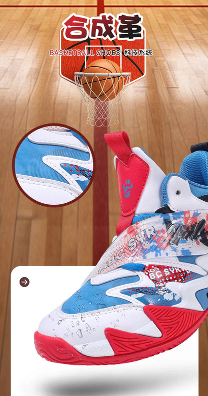 Kids Basketball Shoes Tactical Boots Ankle Support Sneakers Breathable Boys Girls Sports Shoes Shock-absorbing Athletic Shoes