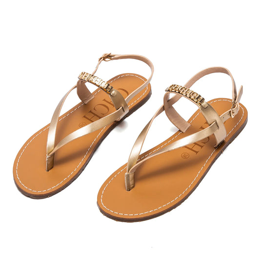 Women's Sandals New Simple Flat Bottom Non slip Thin Strip Shoes Beach Women's Shoes
