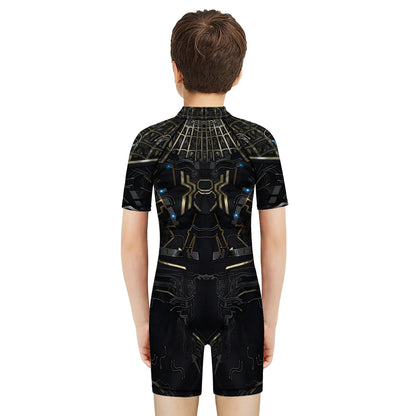 Children One Pieces Swimsuit Superhero 3D Print Playsuit Child Short Sleeve Swimwear Beach Bathing Suit Swim Wear For Boys Girls