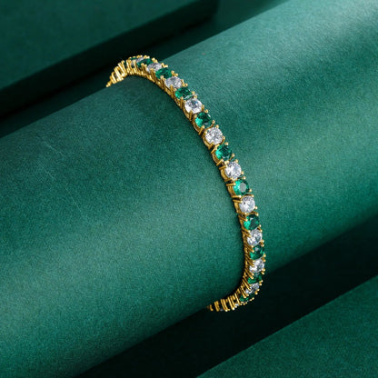 4mm 5mm Moissanite Diamond Tennis Necklace for Women Men 925 Sterling Silver Yellow Gold Color Lab Sapphire Emerald