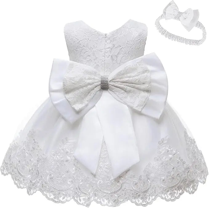 Girls White Baptism Dress Bridesmaid Dresses For Wedding Prom Gown Big Bow Girls Elegant Dresses Red Puffy Christmas Dress