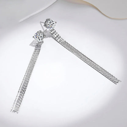 Moissanite Drop Earrings With Gra Certificates 1carat D Color Diamond Earring 925 Silver Long Tassel Dangle Earring For Women
