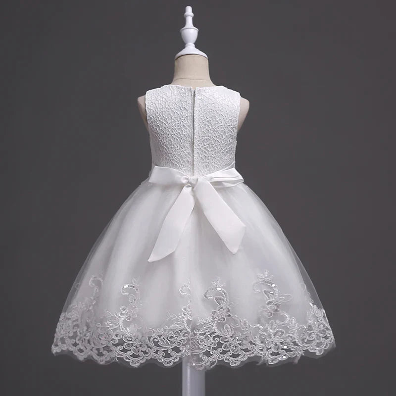 Girl Princess Dress of Korean style sleeveless beaded children's dress dress princess dress lace dress performance