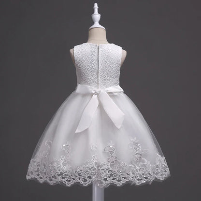 Girl Princess Dress of Korean style sleeveless beaded children's dress dress princess dress lace dress performance