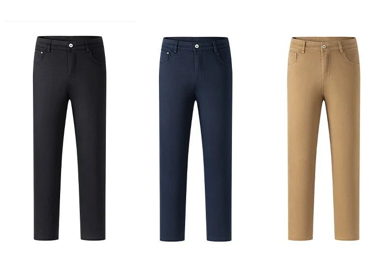Lyocell Jeans Men Spring Autumn New Fashion Comfortable Straight Long Pants Soft Business Brand Classic Stretch Denim Trousers