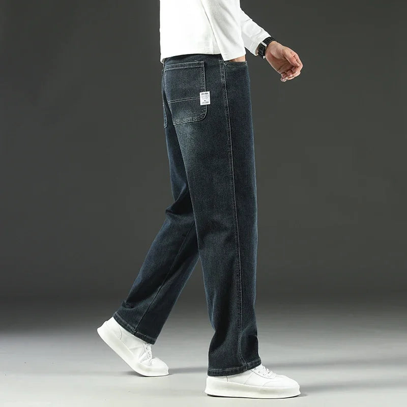 2025 Novo Estilo Y2 Primavera e Outono Jeans Folgados Masculinos Calças Retas Largas Casuais de Negócios Marca Roupas Masculinas