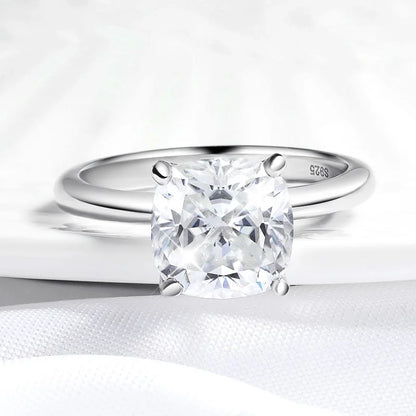 1CT 2CT 3CT 3.5CT 5CT Cushion Cut Moissanite Rings for Women Pass Diamond Test 925 Sterling Silver Wedding Band Wholesale