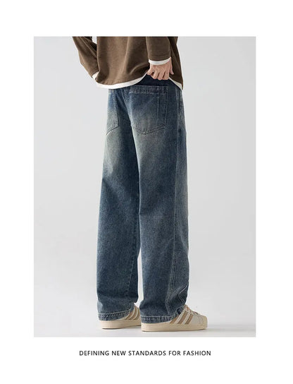 Men's Trendy Jeans All-Season Cotton Blend Straight-Leg Pants - Fashionable Minimalist Versatile Casual Denim Trousers M-4XL