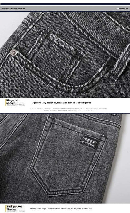 Winter Warm Jeans Men's Slim Straight Elastic Denim Pants Casual Male Clothing Fashion Plush Trousers New Hot Sale Fashion Jeans