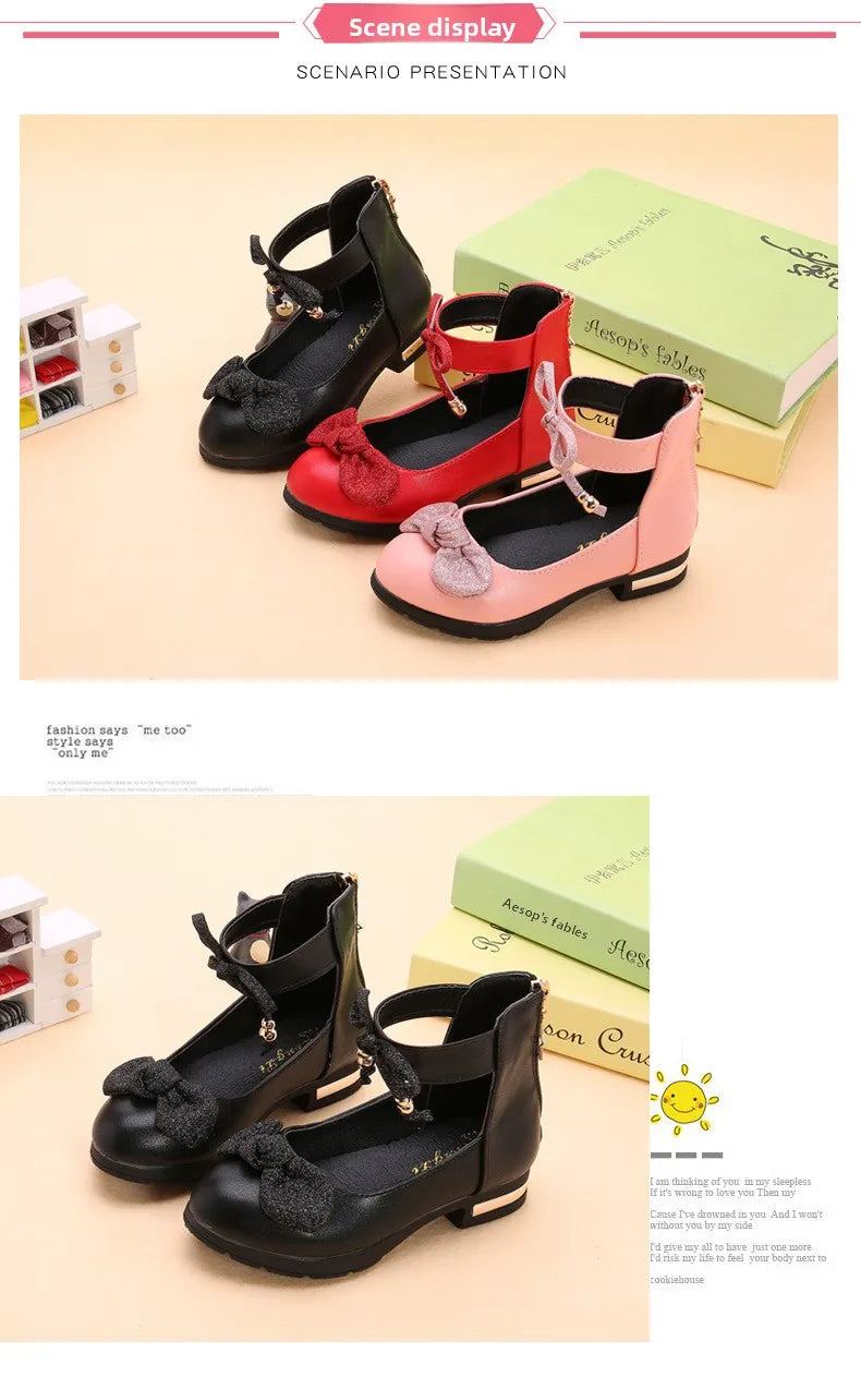 2026 Shiny Bow Stage Elegant Comfortable Catwalk Fashion Spring/summer Students Baby Girls Princess Shoes Cute Kids Sandals