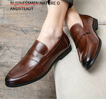 Fashion Formal Leather Shoes For Men Party Social Casual Office Leather Shoes Man Leather Loafers Men's Dress Shoes Large Size