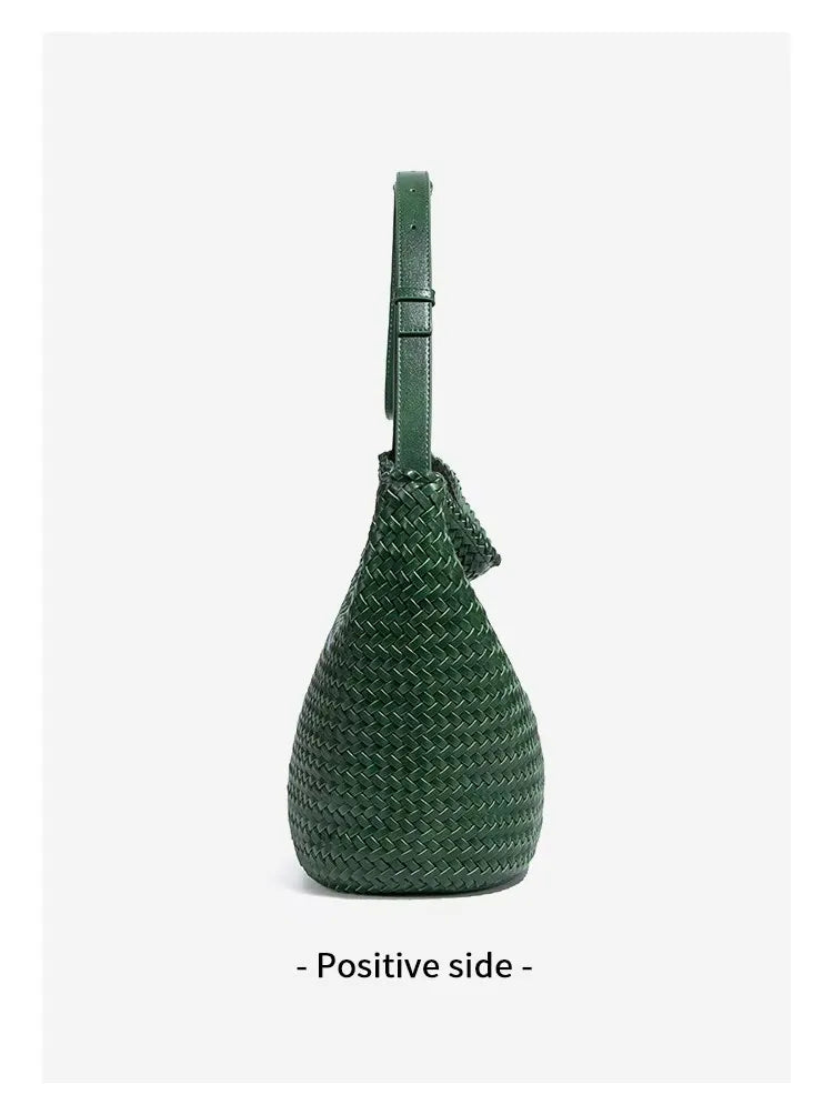 luxury woman handbagNew high end Hand-woven genuine leather women's bag large capacity shoulder tote bag underarm bag bucket bag
