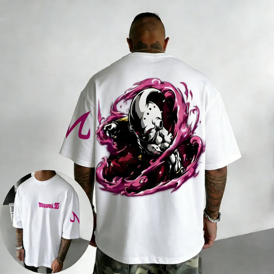 Oversized Cotton T-shirt Summer New Majin Buu Printed Men's and Women's Street Hip Hop Loose Casual Top