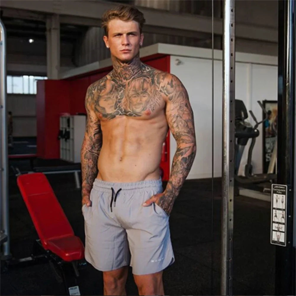 Men Gym Fitness Loose Shorts Bodybuilding Joggers Summer Quick-dry