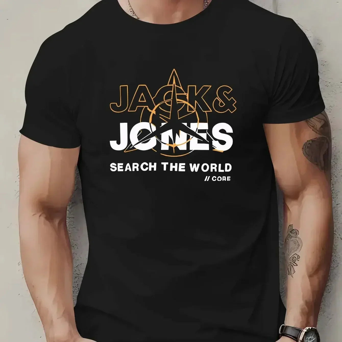 Fashion pattern T-shirt - 100% cotton printed, casual, loose-fitting, comfortable and versatile T-shirt