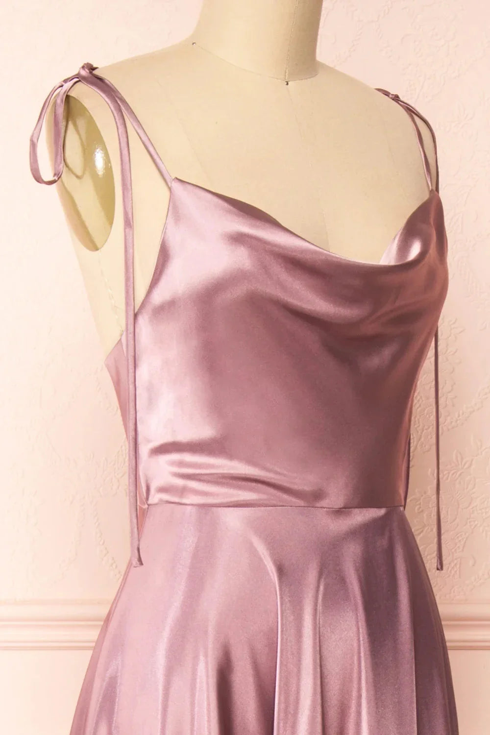 Elegant Bridesmaid Dress Cowl Neck Adjusted Spaghetti Silky-satin Fabric A-line Silhouette Wedding Women Long Gown