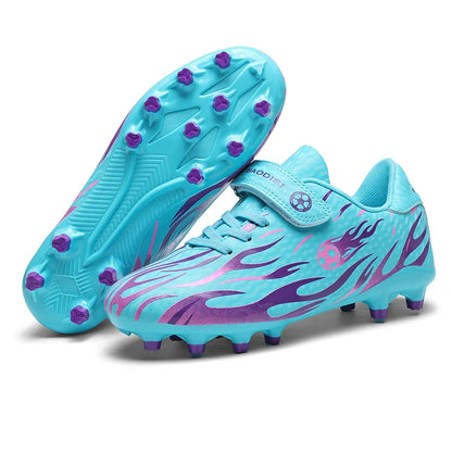 Children’s Soccer Shoes Grass Non-Slip Football Ankle Support Boots Outdoor Cleats Shoes Boys TF/FG Turf Futsal Training Shoes