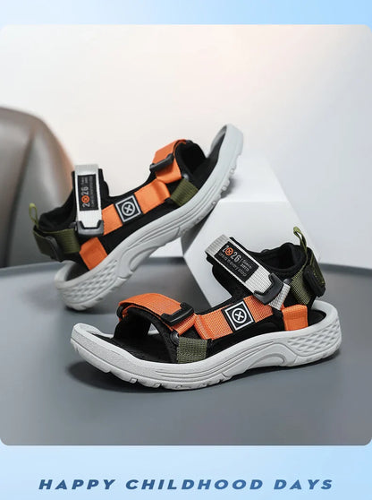 New Summer Kids Sport Sandals, Children Casual Breathable Barefoot Shoes, Non-Slip Lightweight Water Beach Sandals for Boys