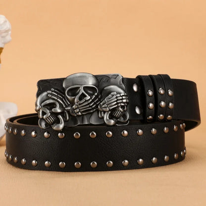 New Women Belt High Quality Luxury Brand Punk Goth Rivet Black Jeans Unisex Men Belt Paw Skull Buckle belt Unisex Waist Belt