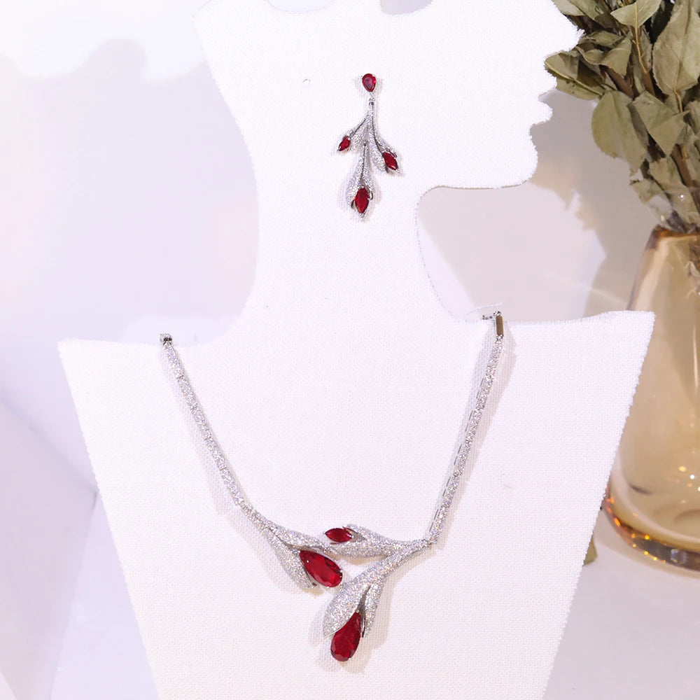 Unique Design Tulip Necklace Earrings New Fashion Europe Bridal Jewelry Set Women's Wedding Party Accessories