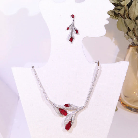 Unique Design Tulip Necklace Earrings New Fashion Europe Bridal Jewelry Set Women's Wedding Party Accessories