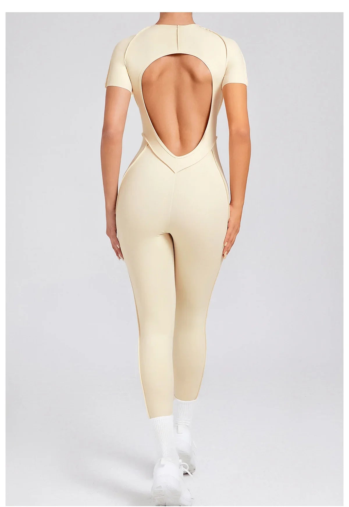 Women's High Elasticity Sports Bodysuit Kit Yoga Fitness Jumpsuit Open Back Hip-Lift Outdoors Gym Workout Sexy Fitness Outfit