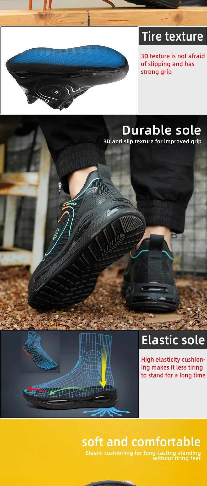 Safety Shoes Impact-Resistant & Puncture-Resistant Steel Toe Safety Shoes Export New Style Knob Shoes Wear-Resistant Shoes