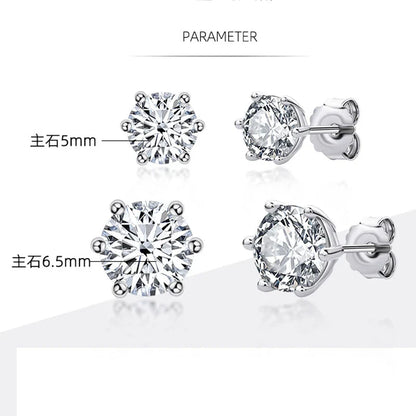 Real 0.5ct/1ct/2ct D Color Moissanite 925 Sterling Silver Gold Plated Stud Earrings For Women Wedding Fine Jewelry Gift